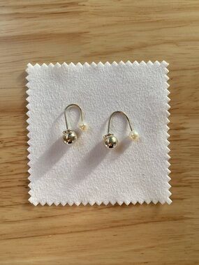 Minimalist Pearl and Gold Ball Hook Earrings